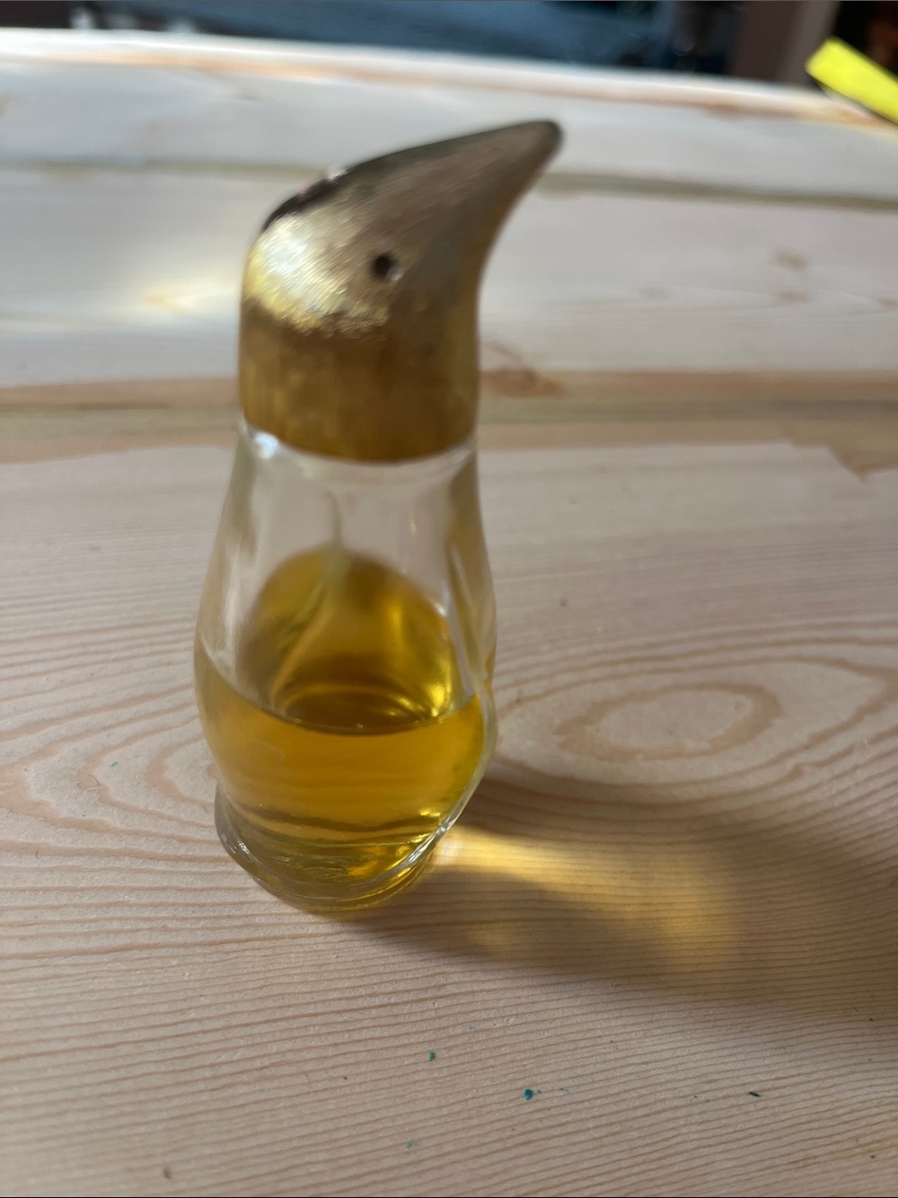 70’s Avon Pert Penguin Gold-Tone Glass Cologne Bottle-Decorative Home Accent